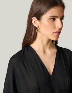 Multi Strass Oval Hoop Oorbellen