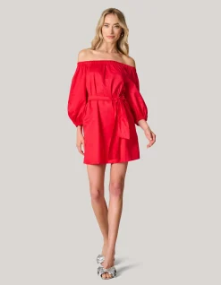 Off Shoulder Jurk Rood