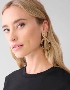 Oval Beaded Heart Oorbellen Goud