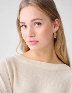 Oval Beaded Hoop Oorbellen Goud