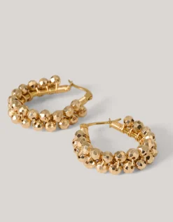 Oval Beaded Hoop Oorbellen Goud