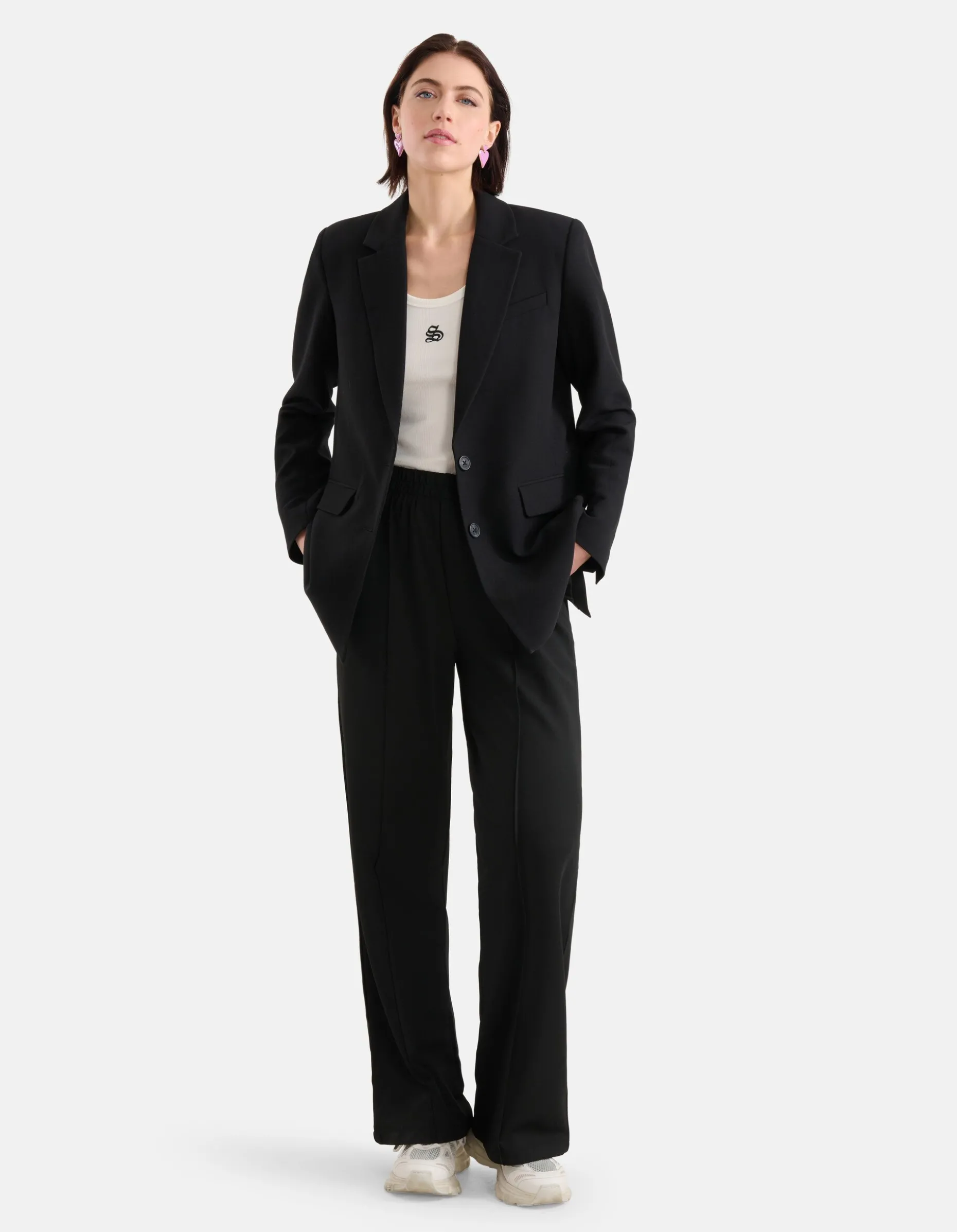 Oversized Basis Blazer Zwart