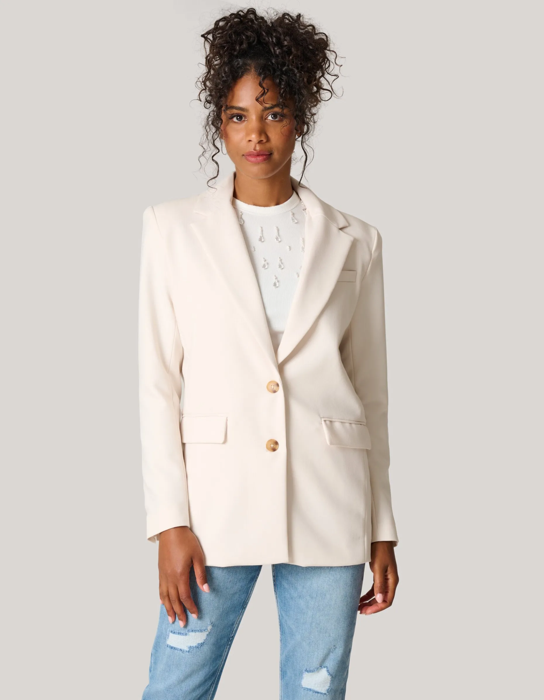 Oversized Blazer Gebroken Wit