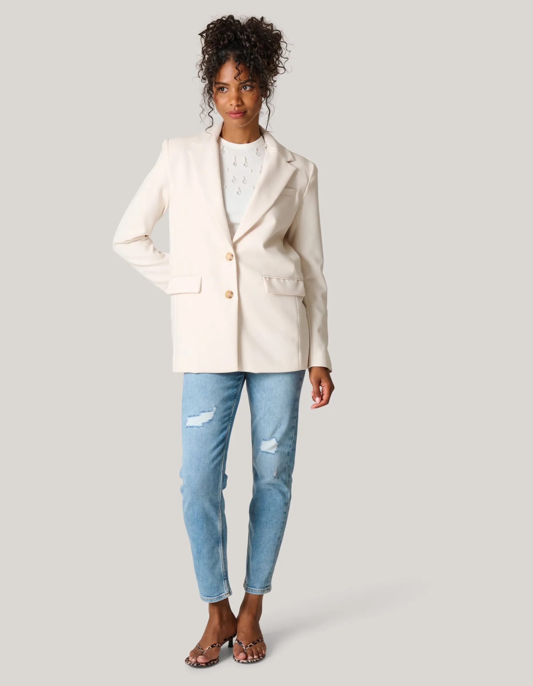 Oversized Blazer Gebroken Wit