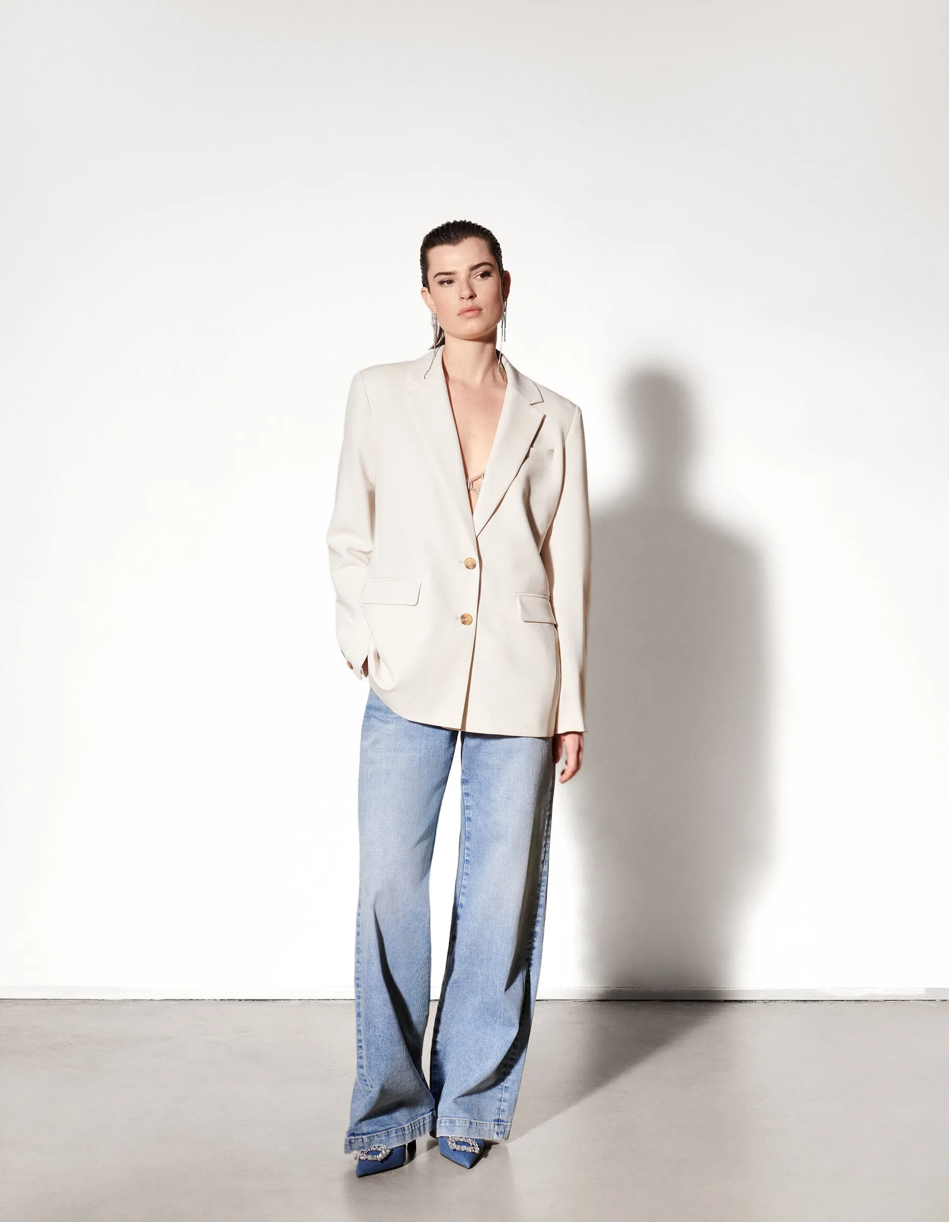 Oversized Blazer Gebroken Wit