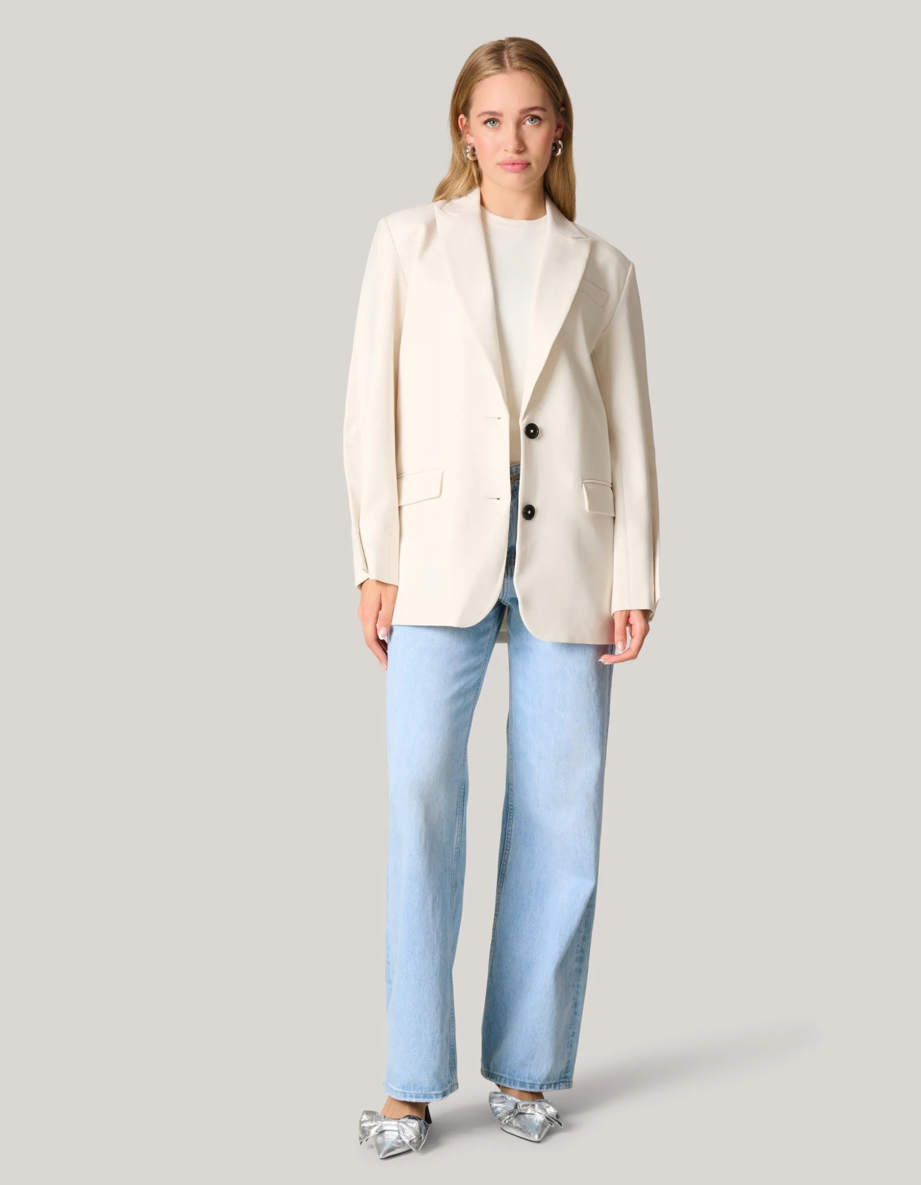 Oversized Deconstructed Blazer Gebroken Wit