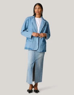 Oversized Denim Blazer Bleached