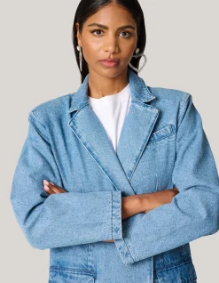Oversized Denim Blazer Bleached