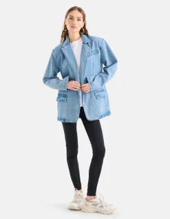 Oversized Denim Blazer Bleached