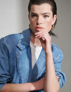 Oversized Denim Blazer Bleached