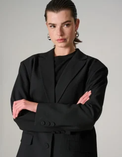Oversized Strik Blazer Zwart