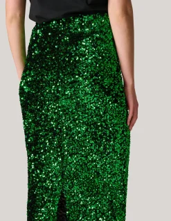 Pailetten Maxi Rok Groen