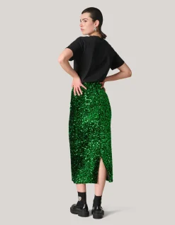 Pailetten Maxi Rok Groen