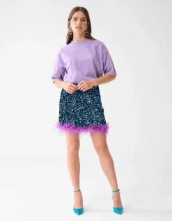 Pailletten Mini Rok Blauw By Lizzy