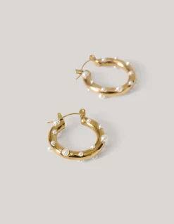 Parel Hoop Oorbellen Goud