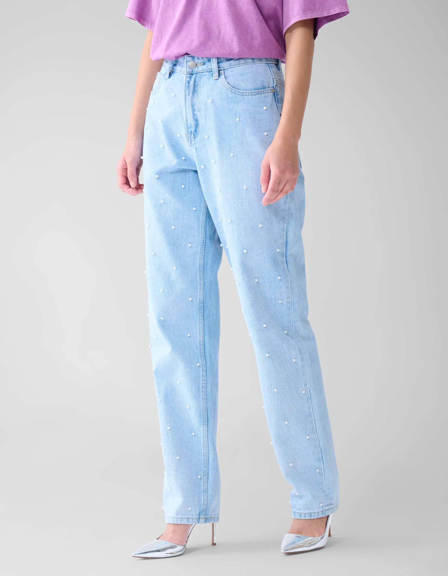 Parel Wide Leg Jeans Lichtblauw