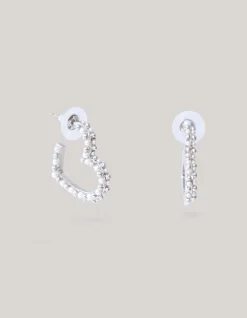 Pearl Heart Hoop Oorbellen Zilver