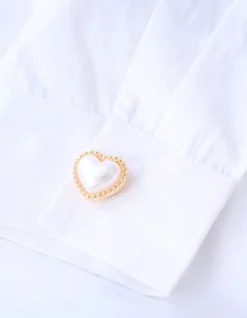 Pearl Heart Knopen Clips Goud