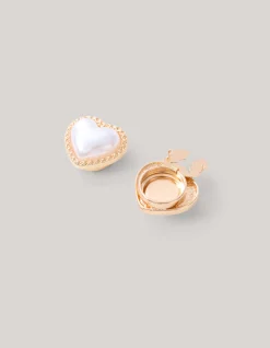 Pearl Heart Knopen Clips Goud