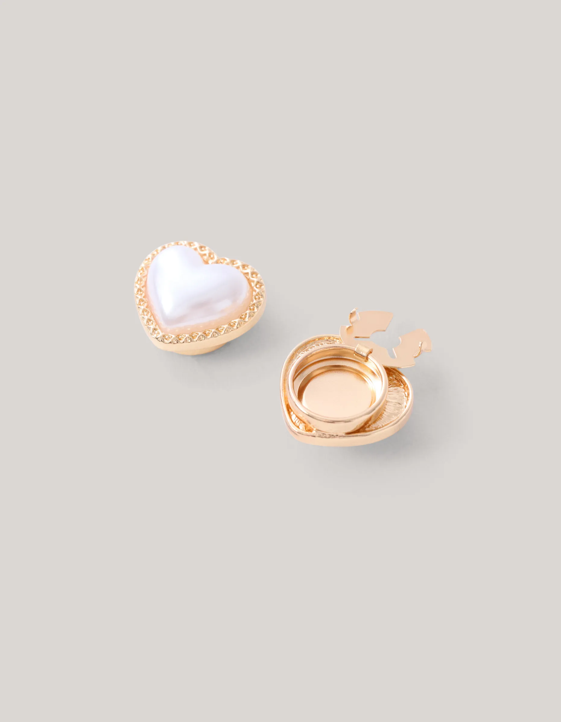 Pearl Heart Knopen Clips Goud