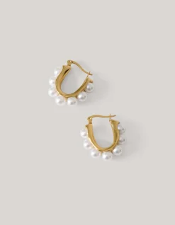 Pearl Hoop Oorbellen Goud