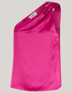 Pierced Satijnen One Shoulder Top Roze