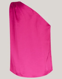 Pierced Satijnen One Shoulder Top Roze