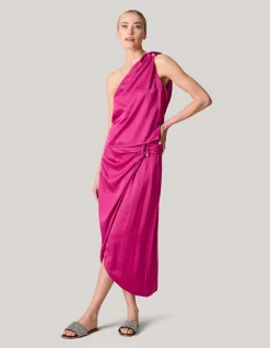 Pierced Satijnen One Shoulder Top Roze