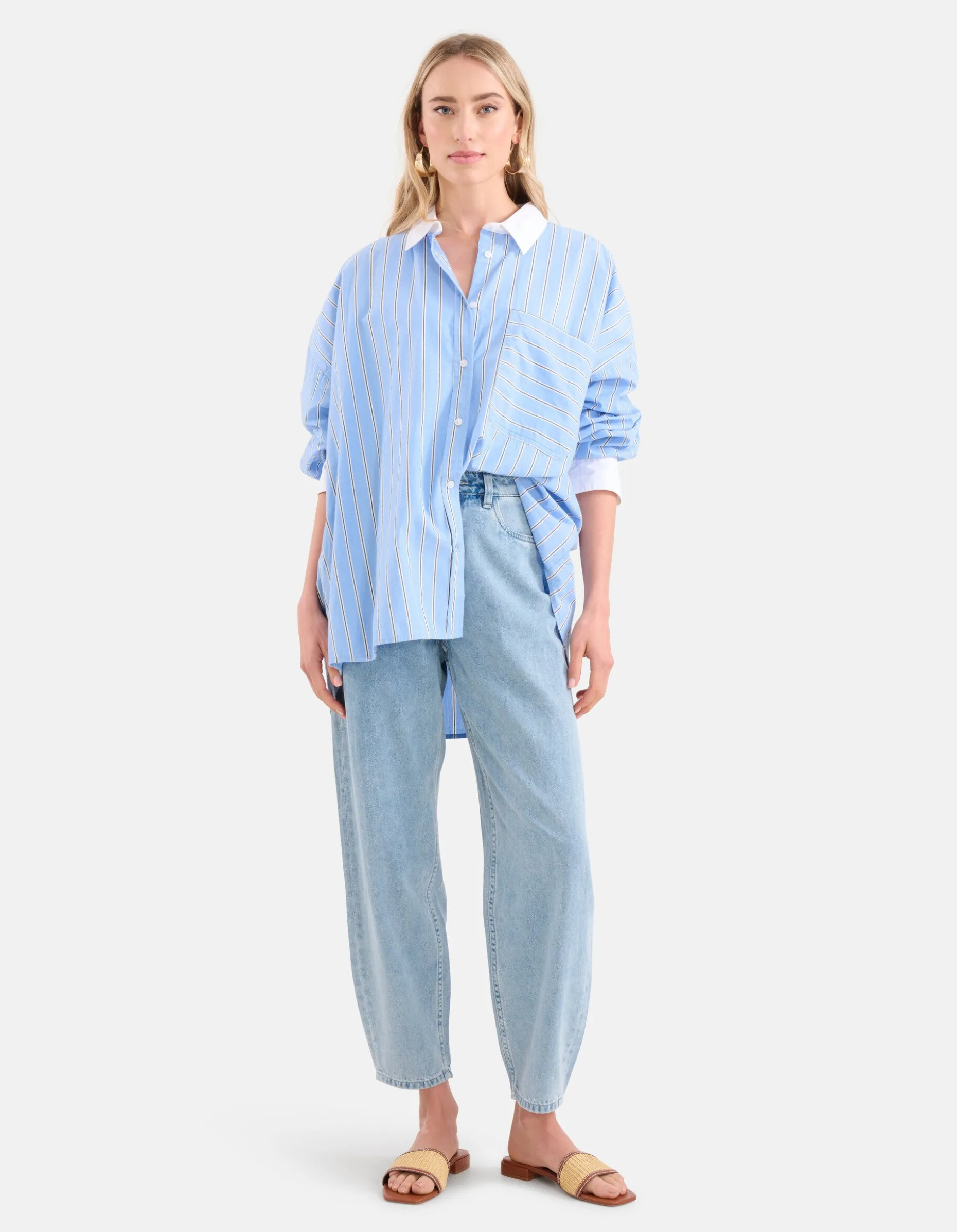 Pinstripe Blouse Lichtblauw By Lonneke