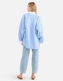 Pinstripe Blouse Lichtblauw By Lonneke