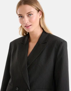 Pinstripe Cropped Blazer Zwart