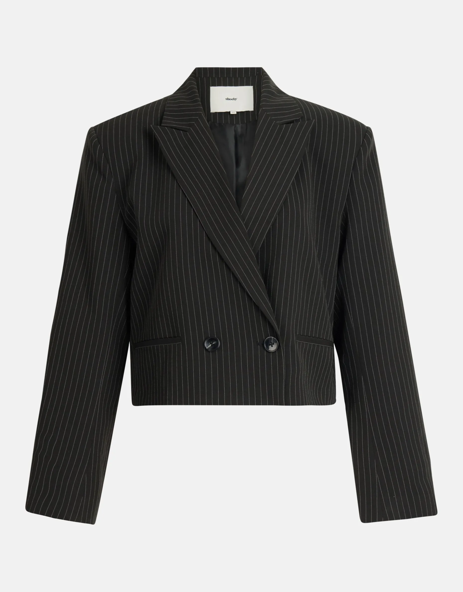 Pinstripe Cropped Blazer Zwart