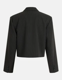 Pinstripe Cropped Blazer Zwart