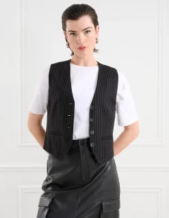 Pinstripe Gilet Zwart/Wit
