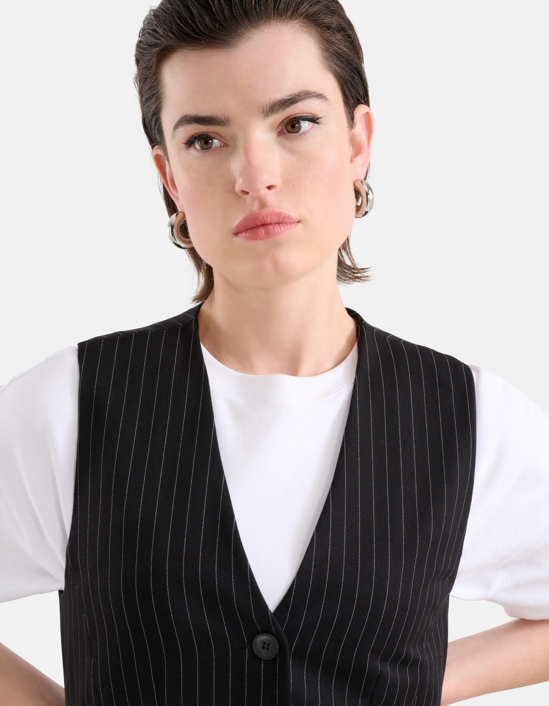 Pinstripe Gilet Zwart/Wit
