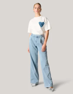 Pinstripe Loose Fit Jeans Lichtblauw L34