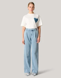 Pinstripe Loose Fit Jeans Lichtblauw L34