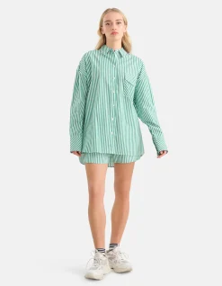 Pinstripe Strass Blouse Groen By Monica