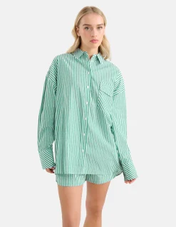Pinstripe Strass Blouse Groen By Monica
