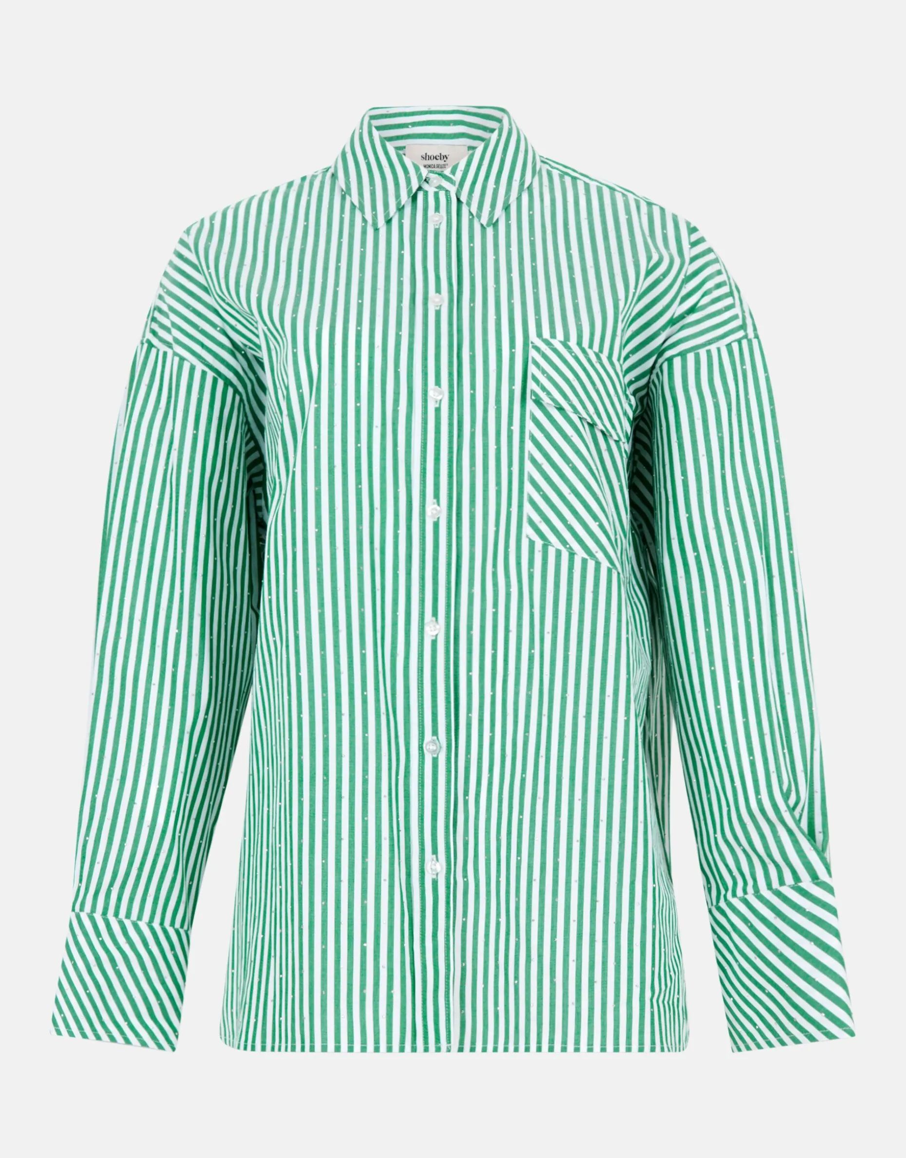 Pinstripe Strass Blouse Groen By Monica