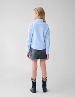 Pinstripe Strass Blouse Lichtblauw