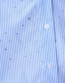 Pinstripe Strass Blouse Lichtblauw