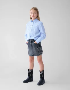 Pinstripe Strass Blouse Lichtblauw