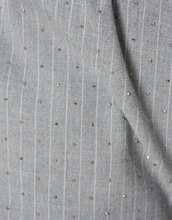Pinstripe Strass Pantalon Lichtgrijs