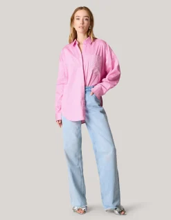 Pinstripe Studs Blouse Lichtroze