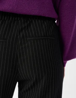 Pinstripe Wide Leg Broek Zwart