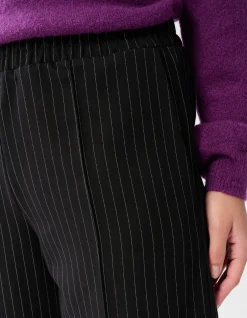 Pinstripe Wide Leg Broek Zwart