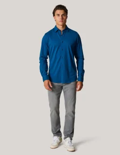 Pique Jersey Overhemd Blauw