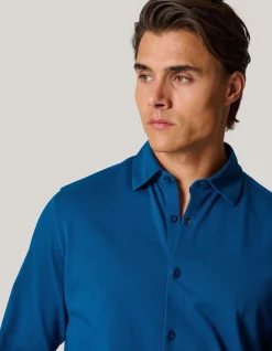 Pique Jersey Overhemd Blauw