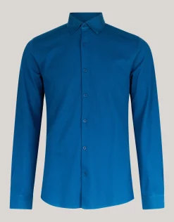 Pique Jersey Overhemd Blauw